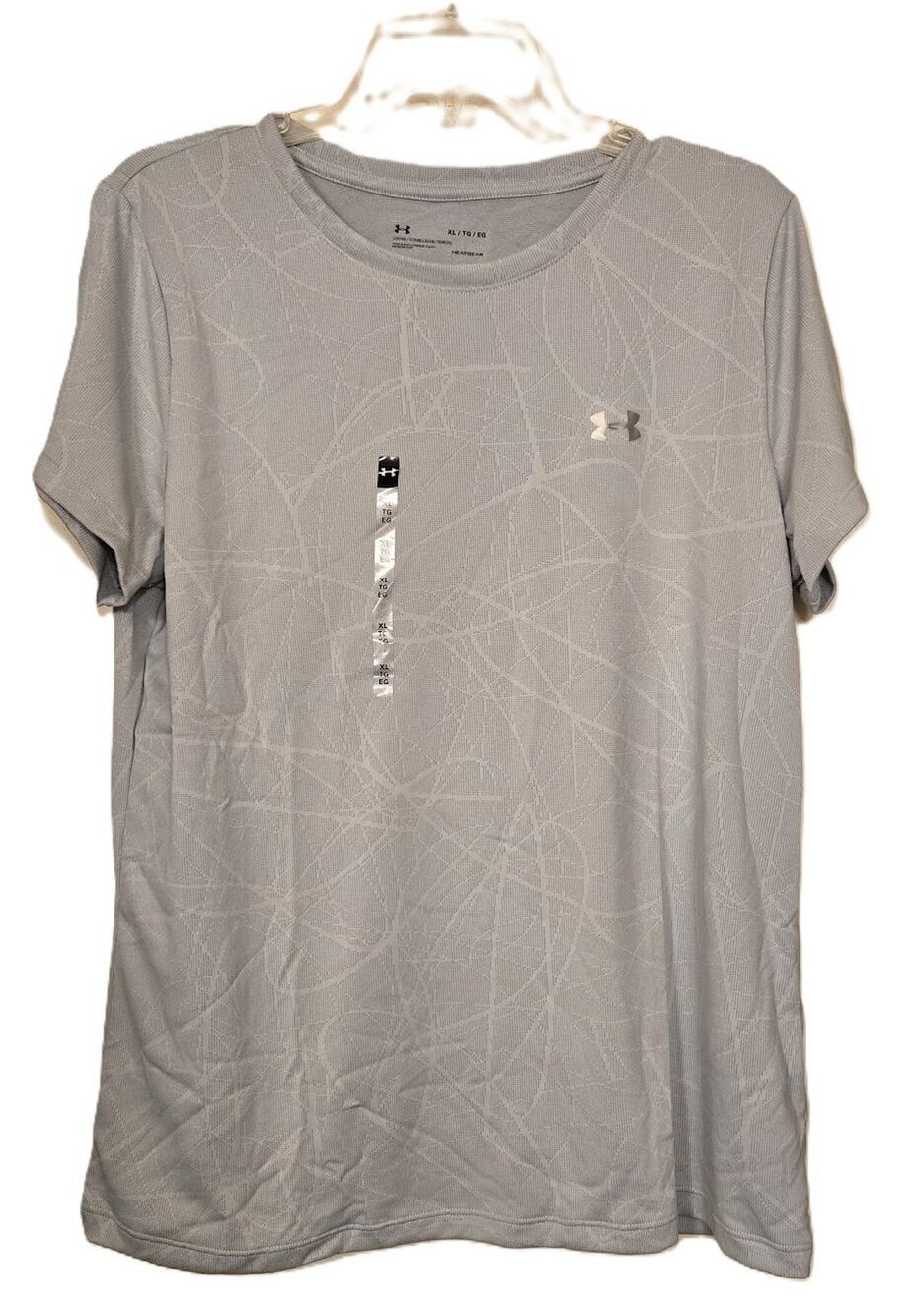NWT Under Armour Tech Defense Jacquard Tee Gray HeatGear Shirt 1328898 Women' XL